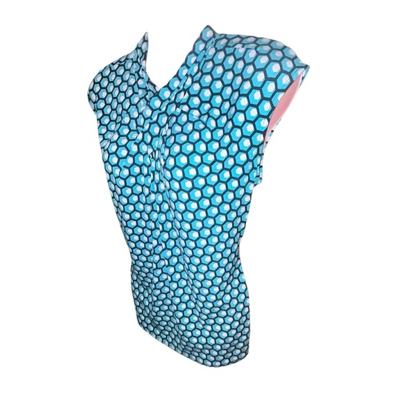 Worthington Turquoise Black Stretch Blouse Women’s Size Medium Short sleeve top - Picture 3 of 9